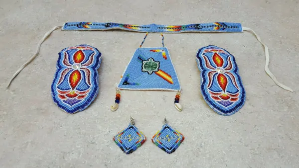 NICE 5 PIECE HAND CRAFTED BLUE CUT BEADED NATIVE AMERICAN INDIAN DANCE SET! – eBay Find of the Week