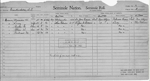 Dawes Rolls - Seminole Rolls