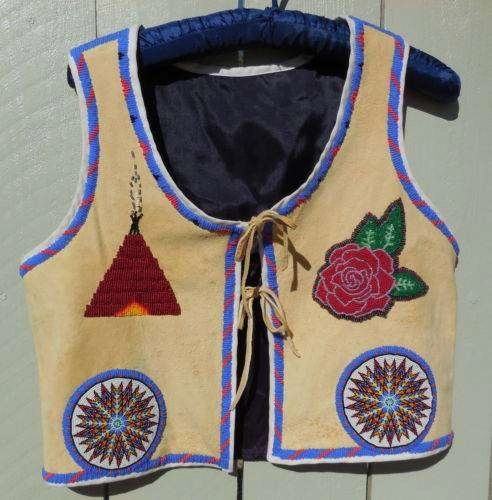 Beaded VEST Native American Rose and Tepee design Apache Plains beadwork style – eBay Find of the Week