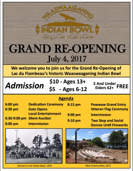 Lac du Flambeau Ojibwe to Host Grand Re-Opening of Historic Indian Bowl