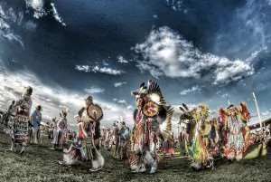 Dancers during the Saturday grand entry of the Eastern Shoshone Indian Days Powwow 2014 (Photo by Terance Oldman)