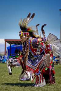 Ruben Little Head, Jr., (Northern Cheyenne) puts on his best performance at Eastern Shoshone Indian Days powwow, which ran June 27-29 in Fort Washakie, Wyoming. (Photo by Terance Oldman)