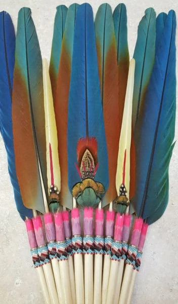 VERY NICE 13 MACAW FEATHER NATIVE AMERICAN INDIAN CUT BEADED HANDLE LOOSE FAN – eBay Find of the Week