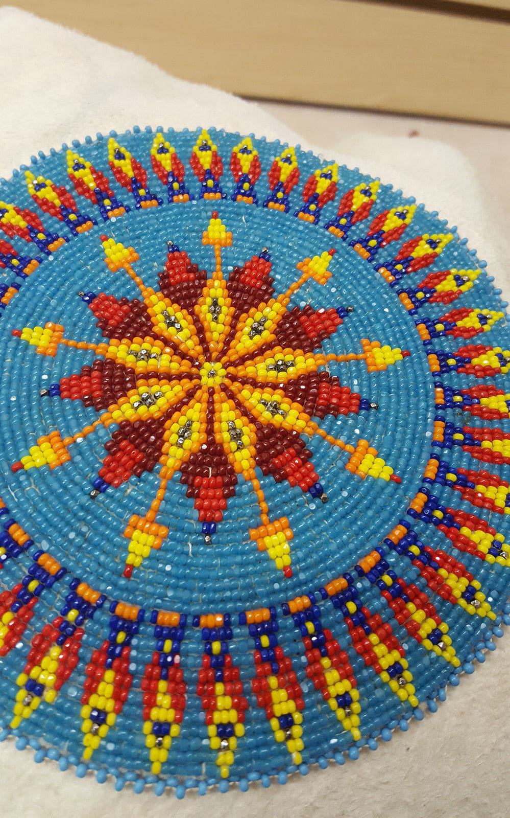 3 Inch Beaded Rosette Bead Bead Work Craft Non Native Sew On  Red Bow Style 5 B 
