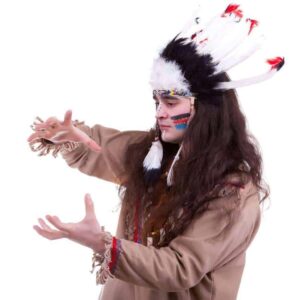 Native american chief isolated on white background