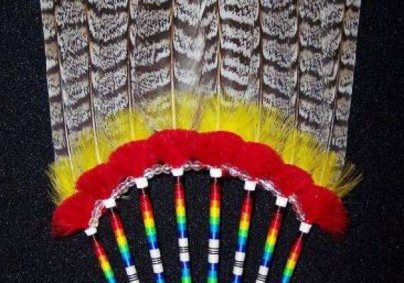 threadwork on feathers